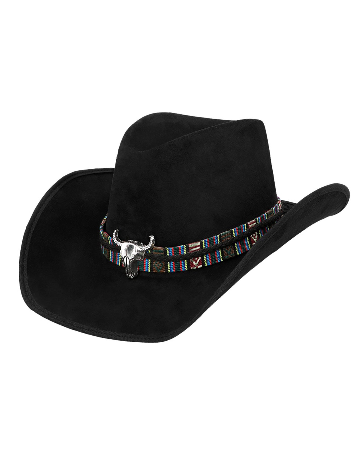 Crni kaubojski šešir za odrasle s glavom bizona