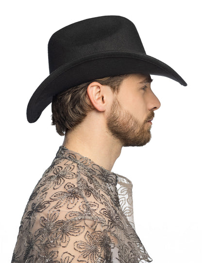 Crni kaubojski šešir s blistavim srcima za odrasle 