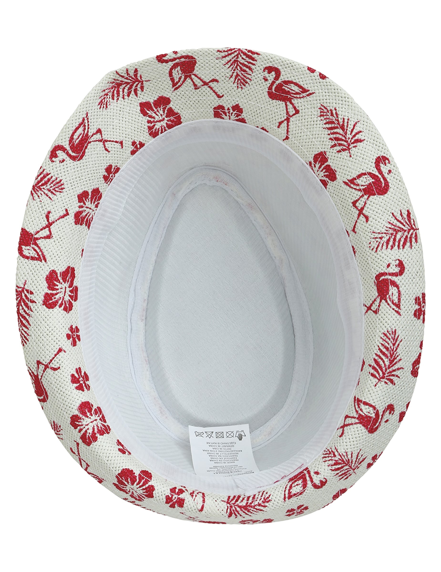 Chapeau d'été motif flamant rose pour enfant blanc et rouge