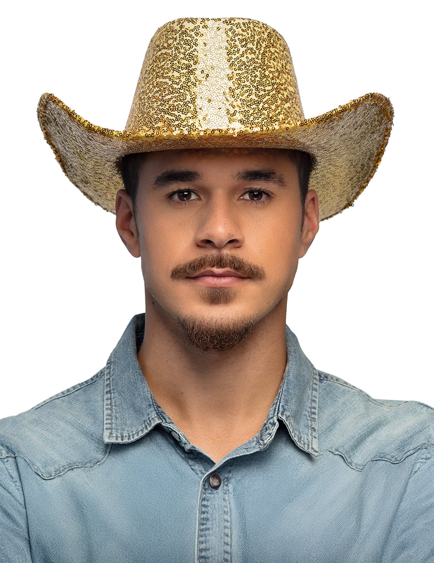 Kaubojski šešir sa šljokicama za odrasle zlatne boje
