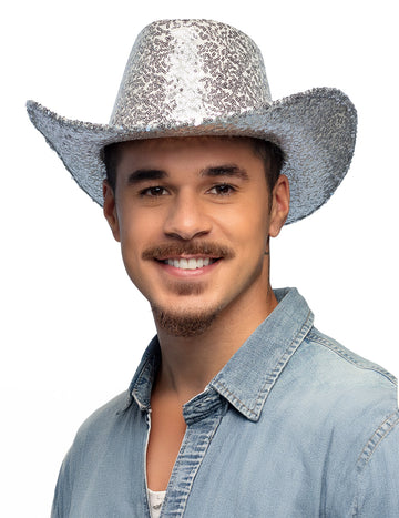 Srebrni kaubojski šešir sa šljokicama za odrasle