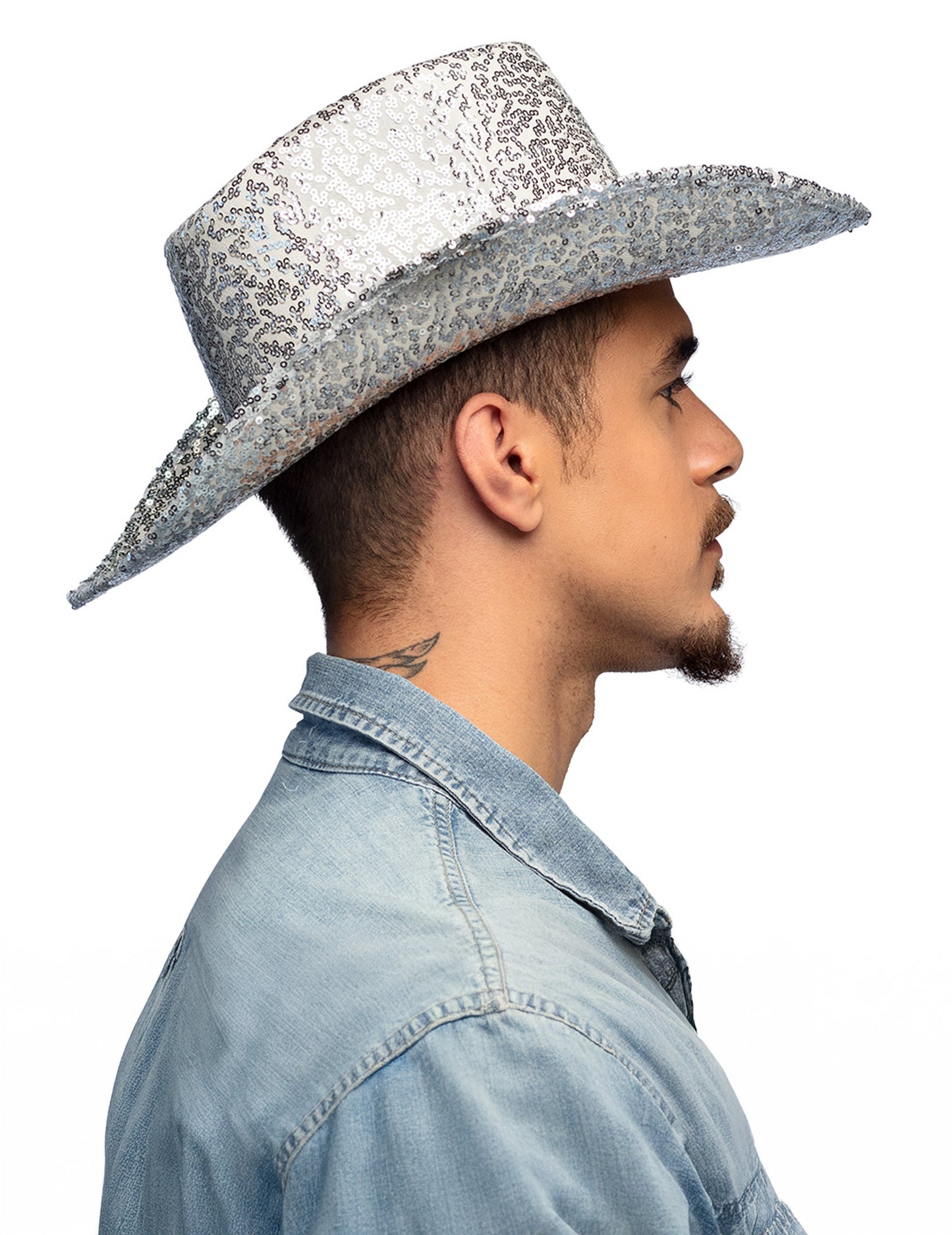 Srebrni kaubojski šešir sa šljokicama za odrasle