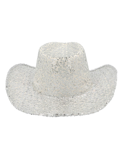 Srebrni kaubojski šešir sa šljokicama za odrasle