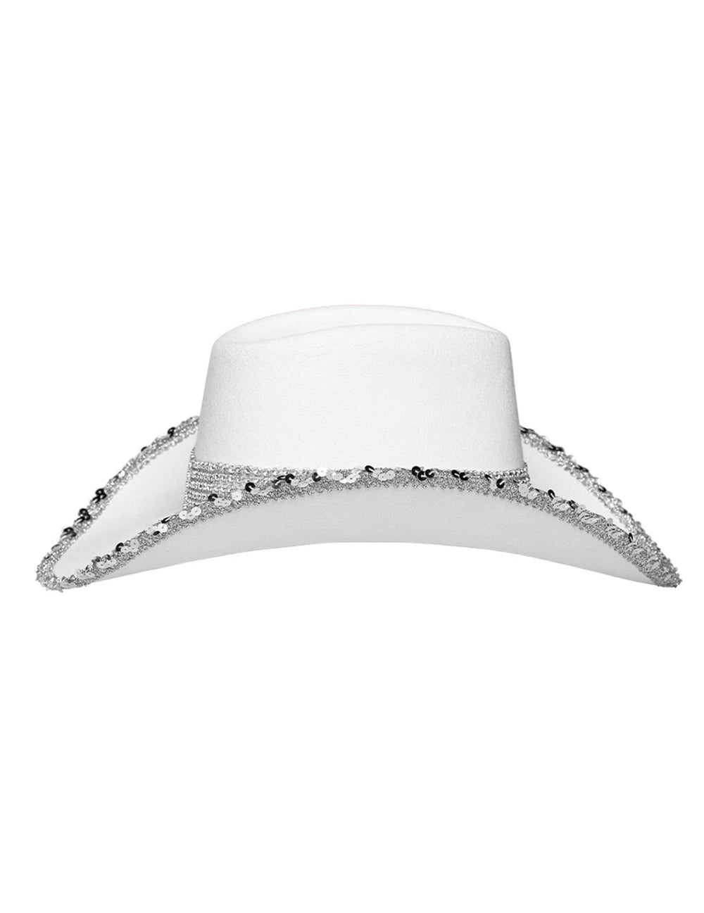 Vue de côté du chapeau de cowboy blanc à strass pour adulte