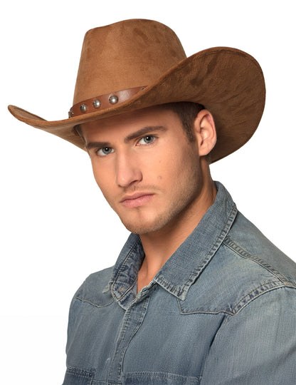 Smeđi kaubojski šešir s efektom brušene kože za odrasle