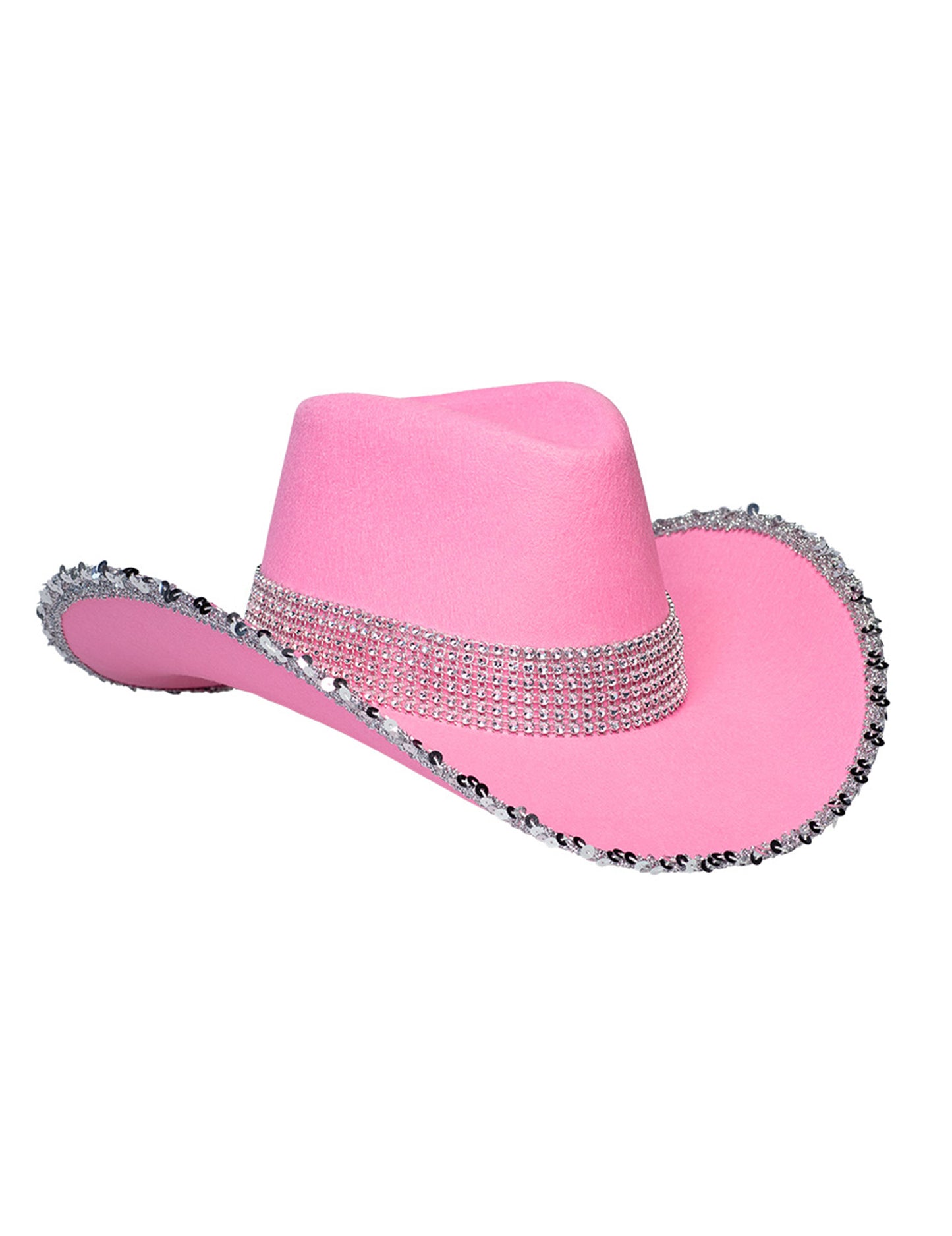 Svijetloružičasti kaubojski šešir za odrasle s cirkonima