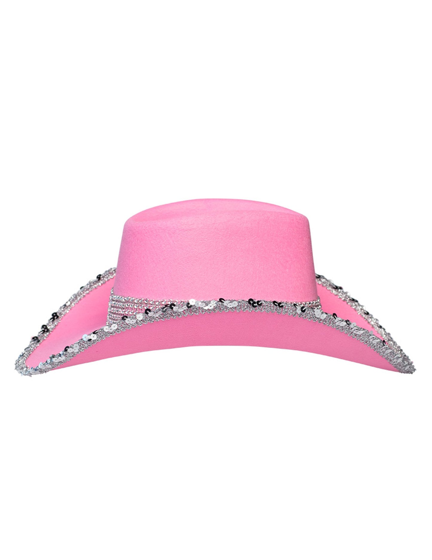Svijetloružičasti kaubojski šešir za odrasle s cirkonima