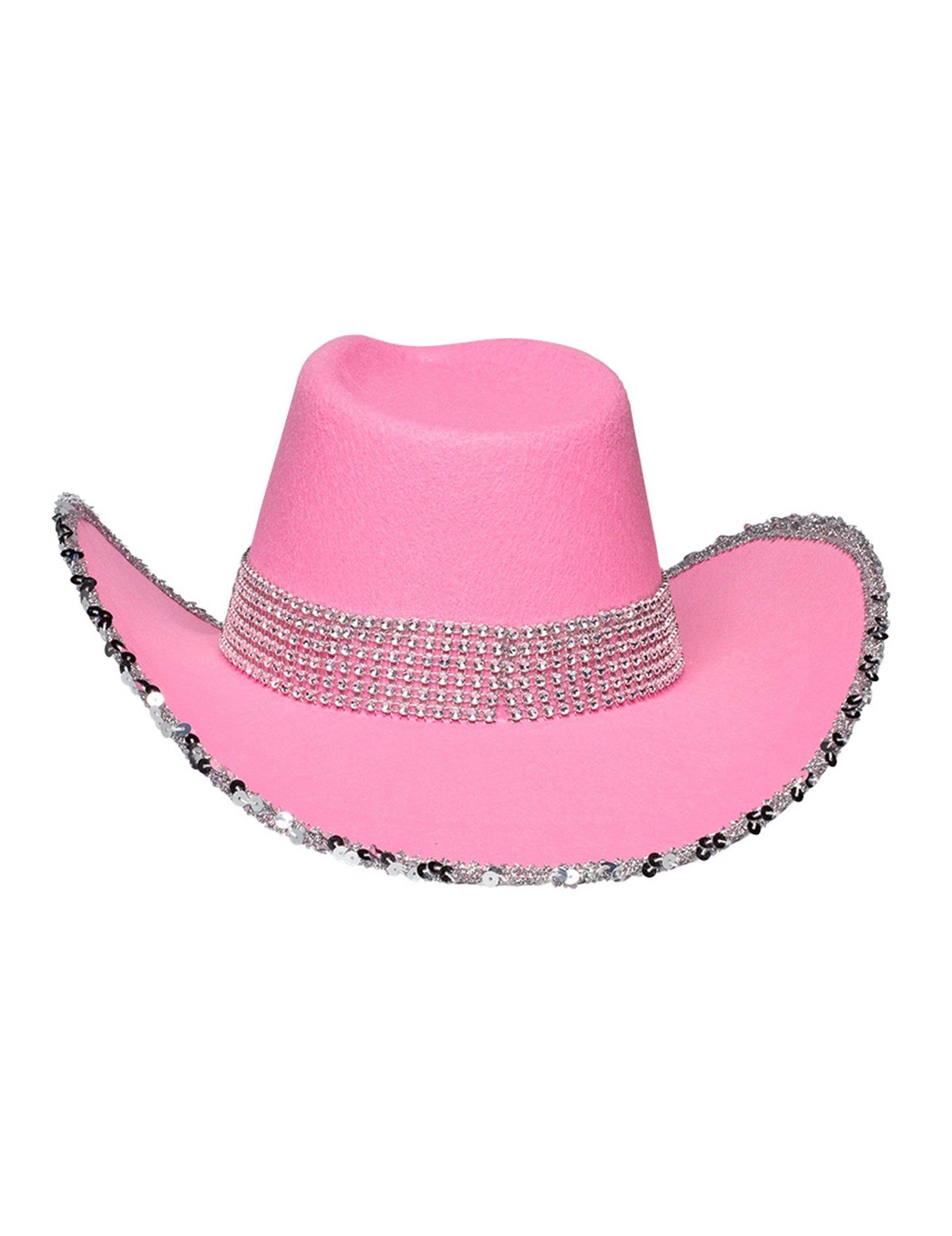 Svijetloružičasti kaubojski šešir za odrasle s cirkonima