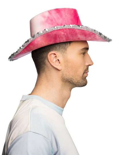 Ružičasti tie-dye kaubojski šešir za odrasle