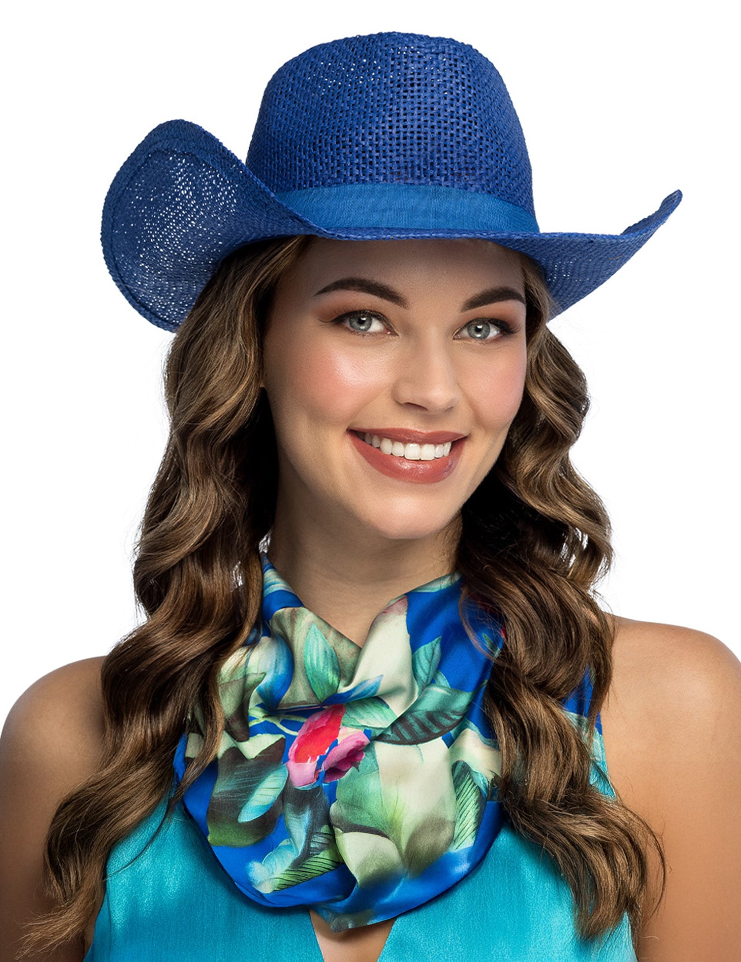 Plavi pleteni kaubojski šešir za odrasle