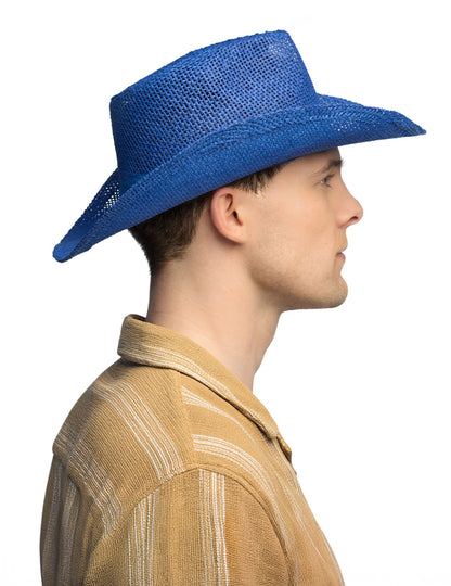 Plavi pleteni kaubojski šešir za odrasle