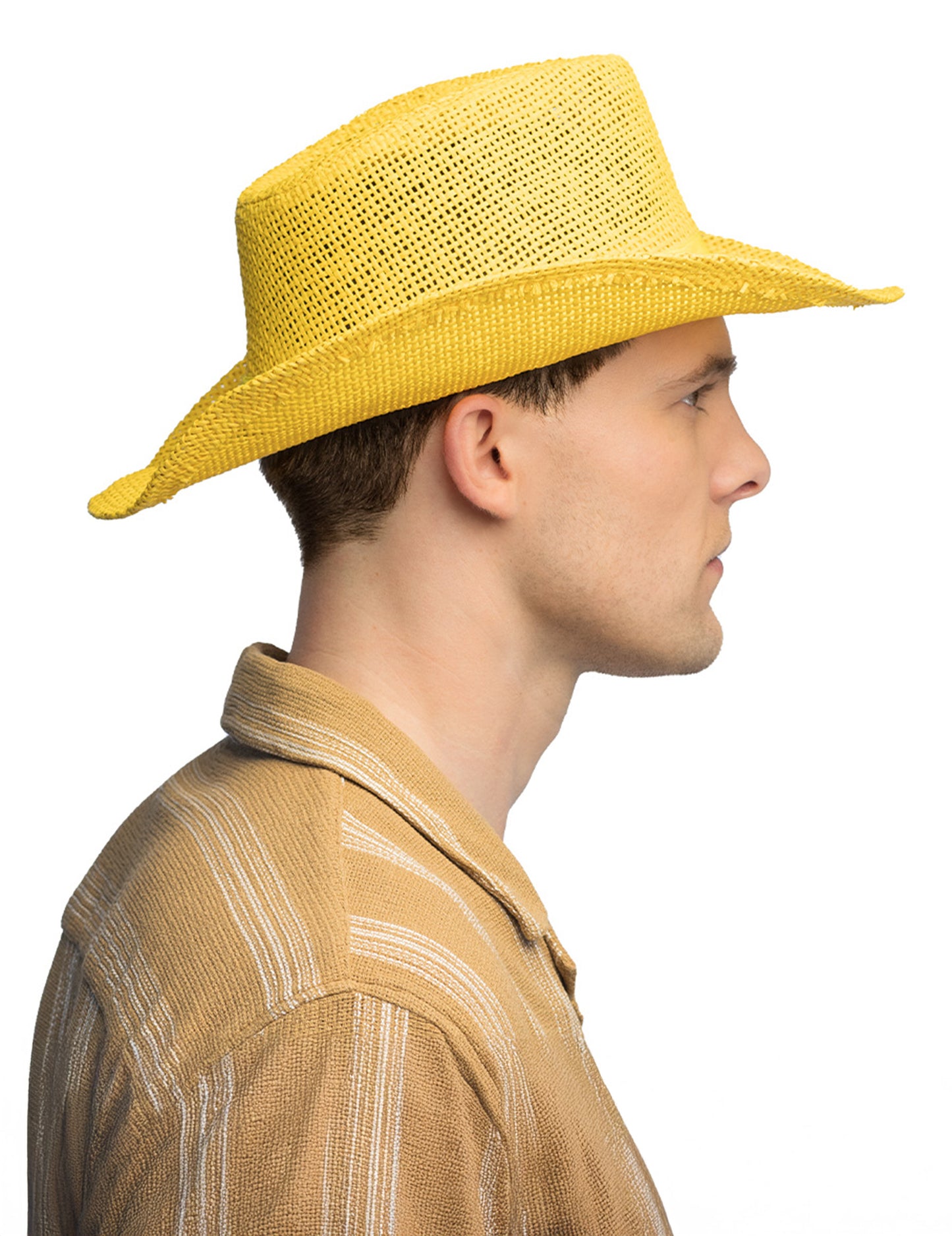 Žuti pleteni kaubojski šešir za odrasle