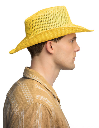 Žuti pleteni kaubojski šešir za odrasle