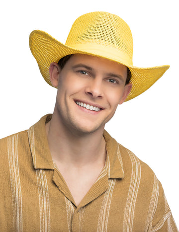 Žuti pleteni kaubojski šešir za odrasle