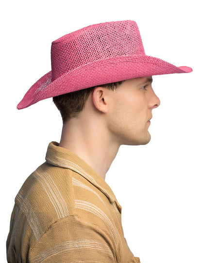 Ružičasti pleteni kaubojski šešir za odrasle