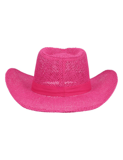 Ružičasti pleteni kaubojski šešir za odrasle