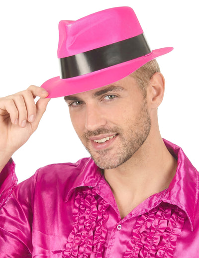 Fluo odrasli ružičasti gangsterski šešir