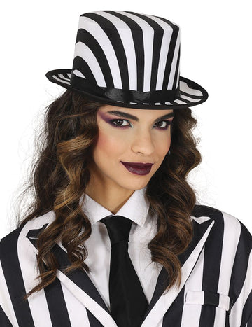 Odrasli crno -bijeli prugasti gornji šešir