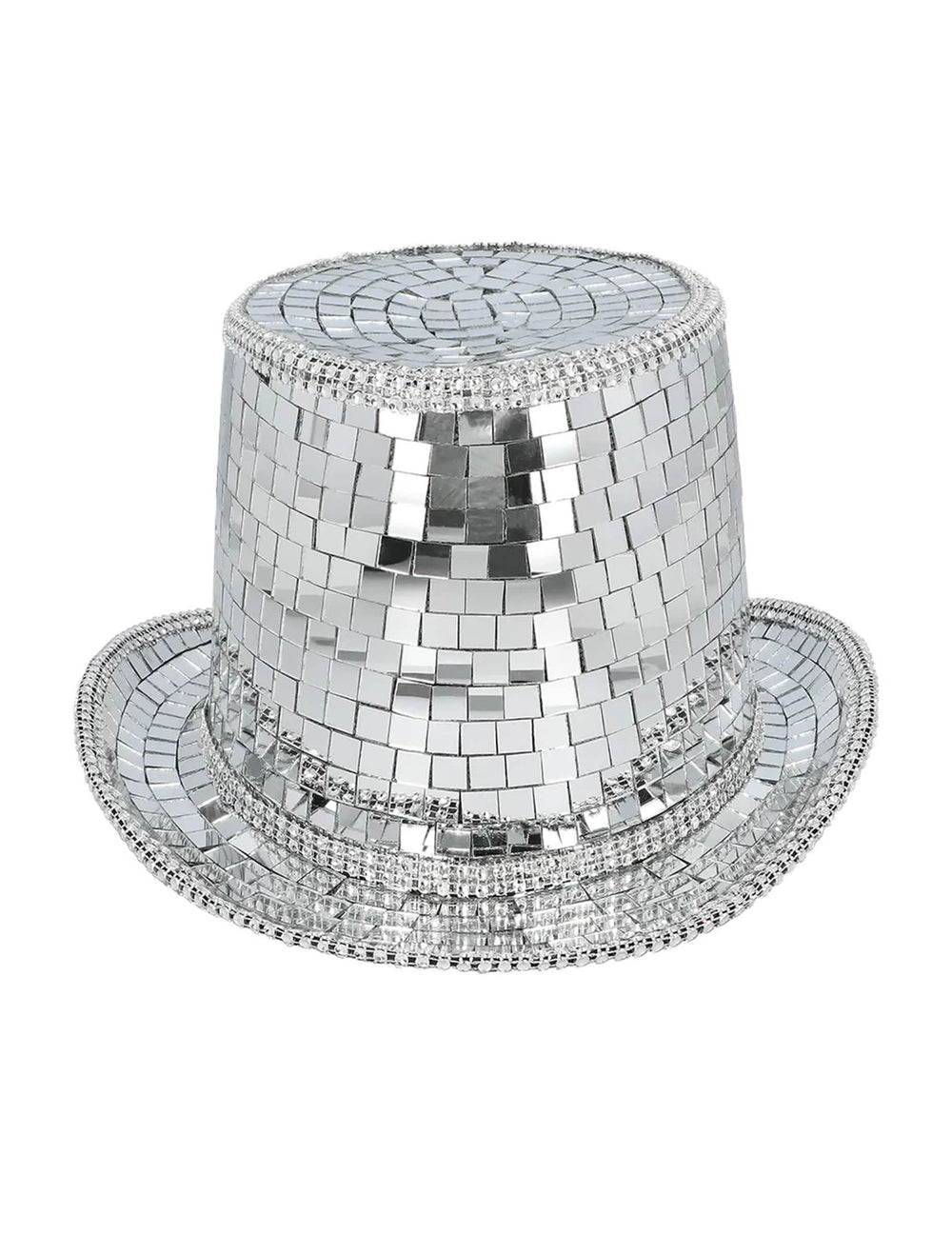 Vue de dessus du chapeau haut de forme disco à facettes pour adulte