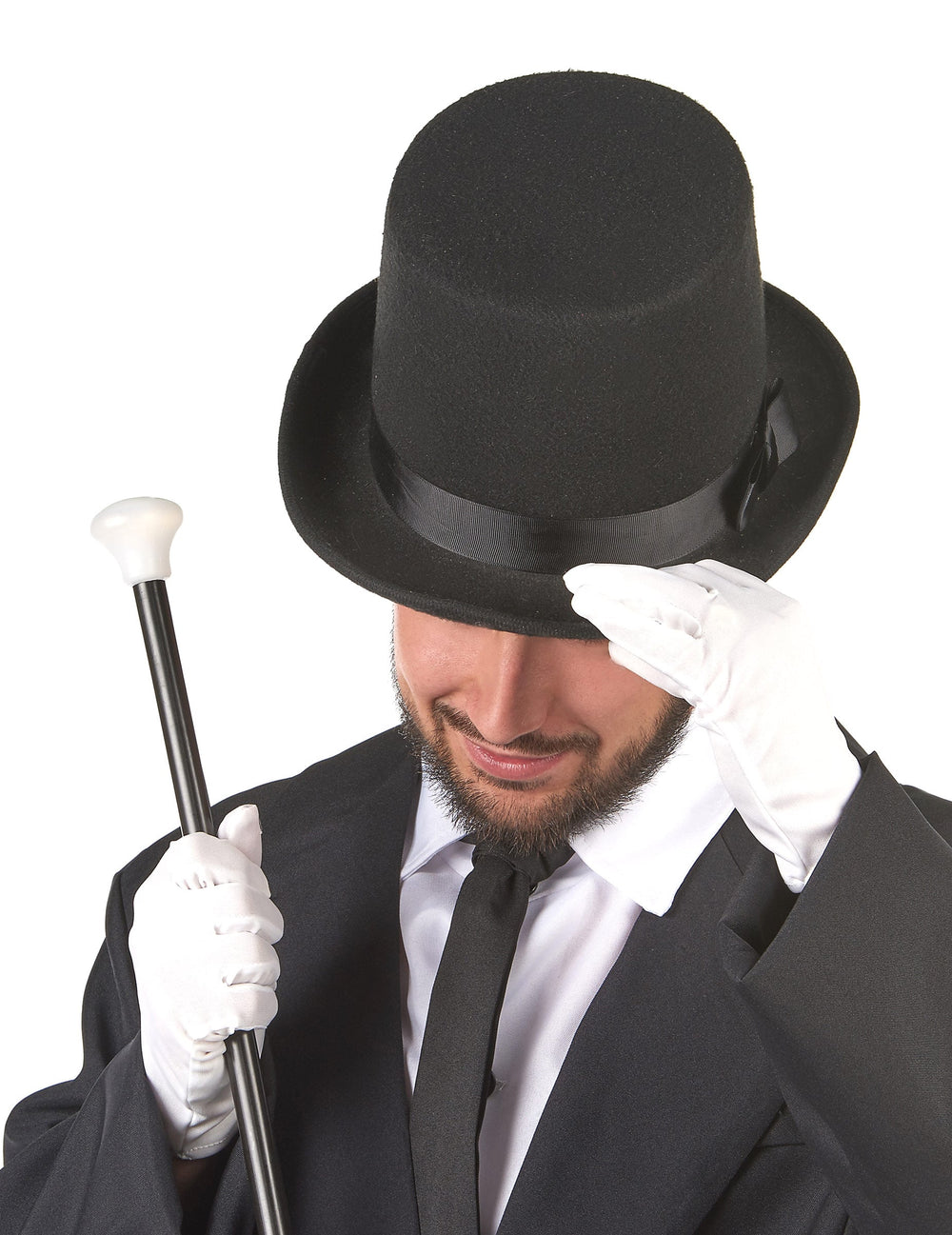 Chapeau haut de forme pour adulte noir avec nœud