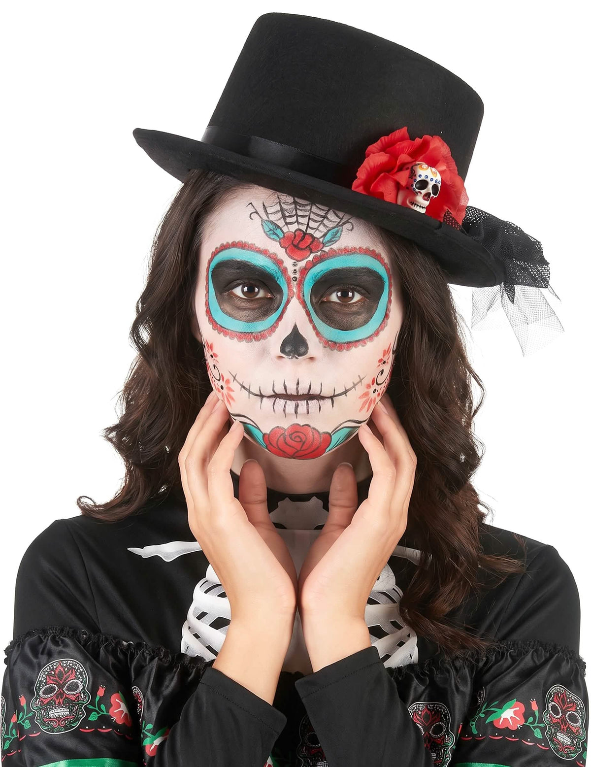 Crni u obliku šešira lubanja lubanja dia de los muertos odrasla osoba