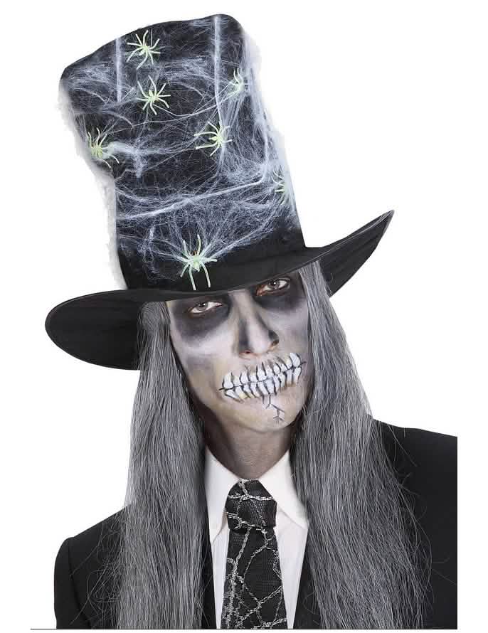 Cilindar od tkanine s paucima za halloween za odrasli crno i bijelo
