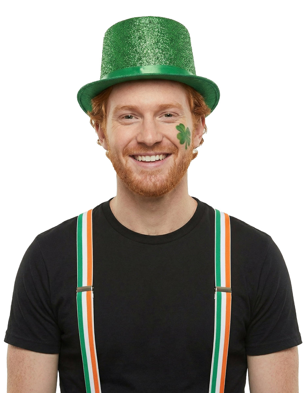 Vue portée du chapeau haut de forme vert brillant pour adulte