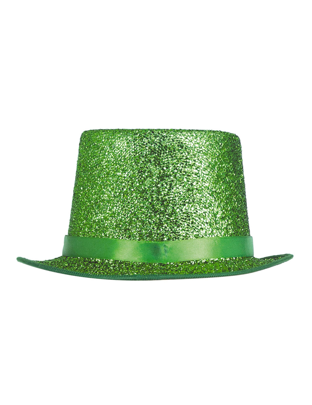 Vue de face du chapeau haut de forme vert brillant