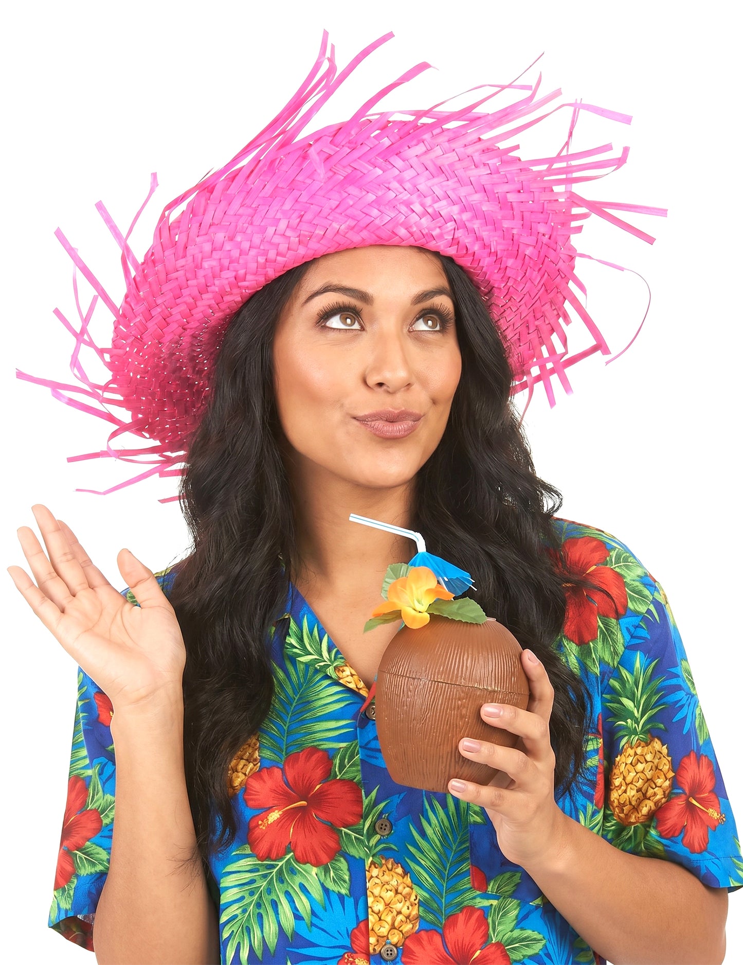 Chapeau Hawaï rose adulte