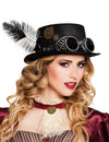 Chapeau Steampunk pour adulte noir avec rouages et plumes