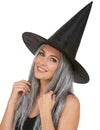 Crni šešir vještica s odraslim sivom Halloween kosom
