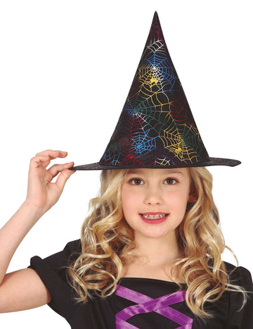 dječji šareni šešir vještice s paukovom mrežom