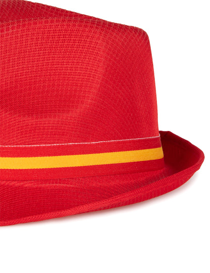 Chapeau supporter Espagne pour adulte rouge avec ruban jaune