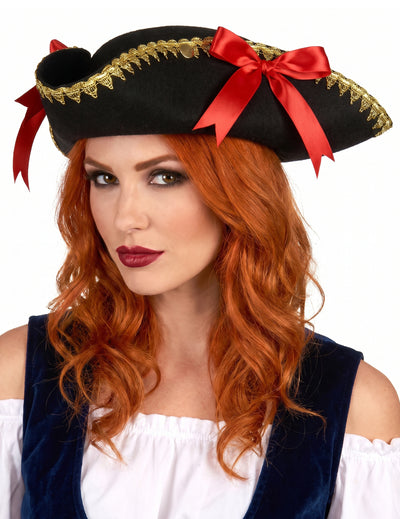 Ženski crveni luk tricorn šešir