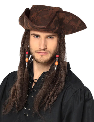 Odrasli smeđi gusarski tricorn šešir