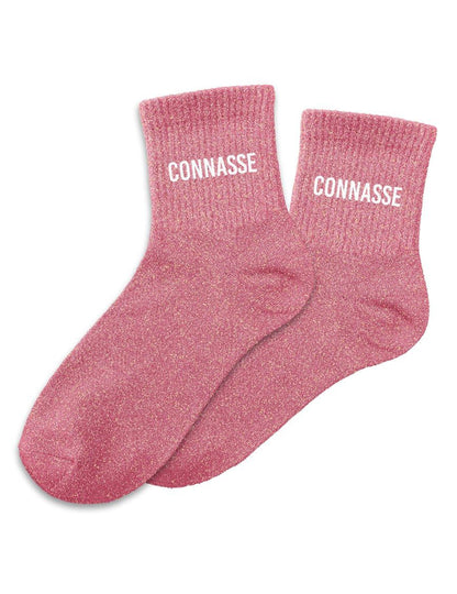 Chaussettes à paillettes Connasse pour femme rose