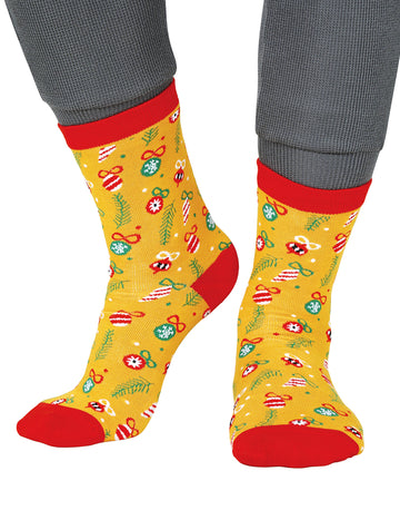 Žute božićne čarape s uzorkom za odrasle