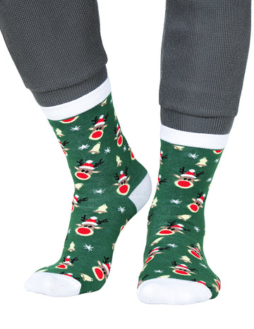 Zelene božićne čarape za odrasle s uzorkom sobova