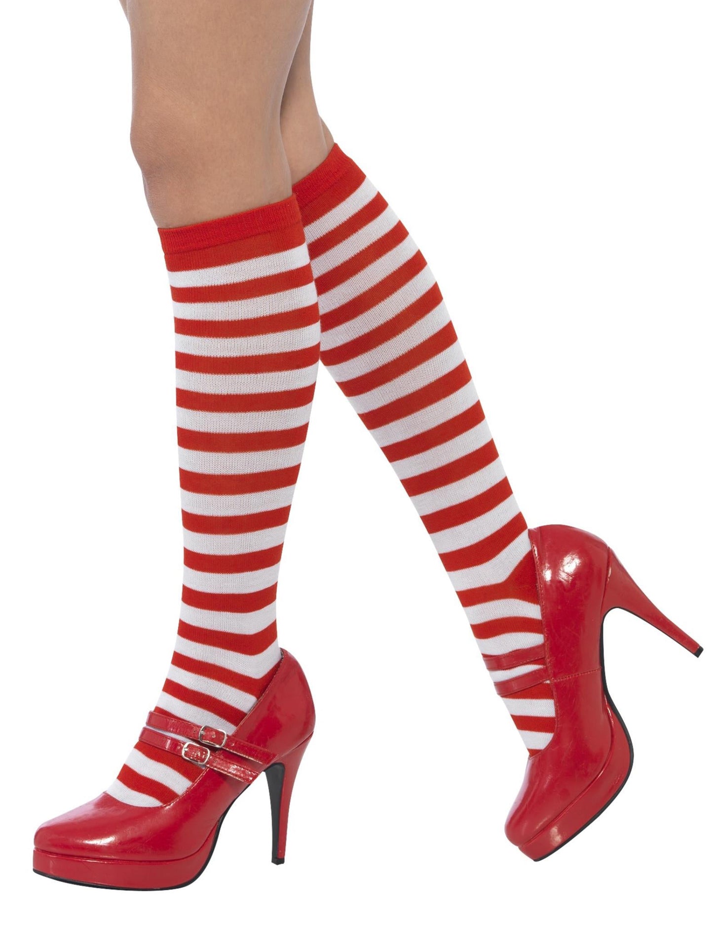 Crvene i bijele prugaste čarape odrasle