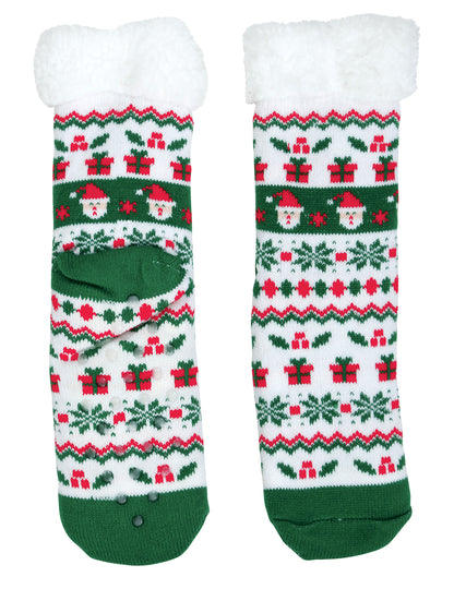 Bijele i zelene božićne termo čarape za odrasle 