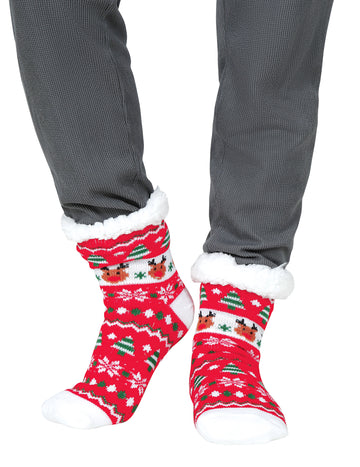 Crvene božićne termo čarape za odrasle s motivom soba