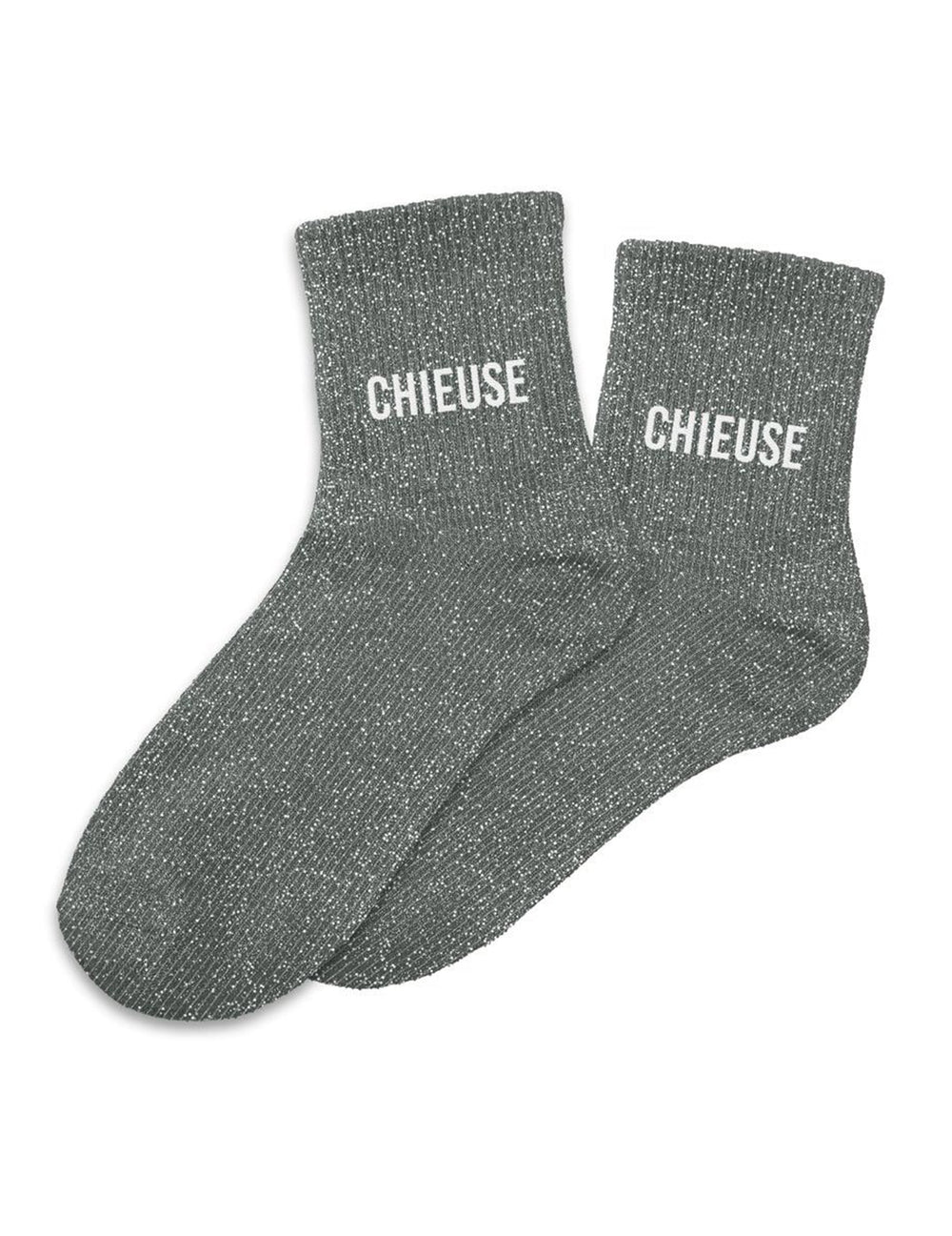 Chaussettes à paillettes Chieuse pour femme gris pailleté