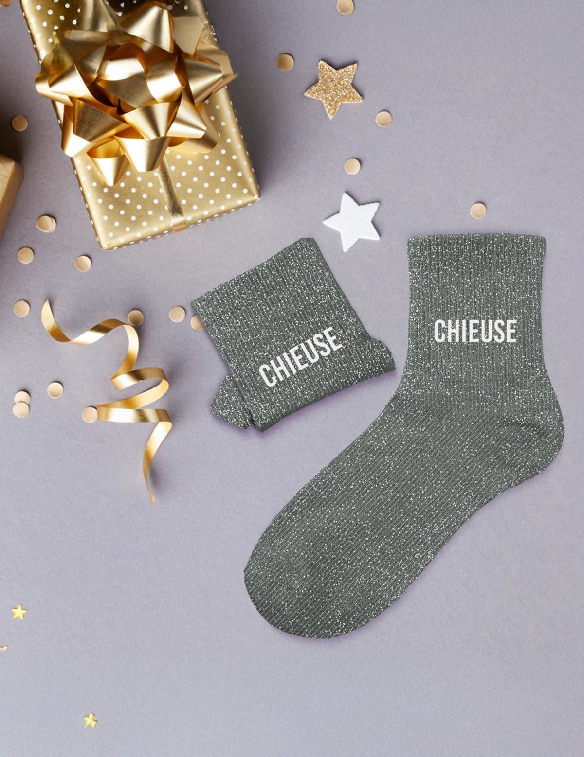 Vue d'ensemble des chaussettes à paillettes Chieuse pour femme
