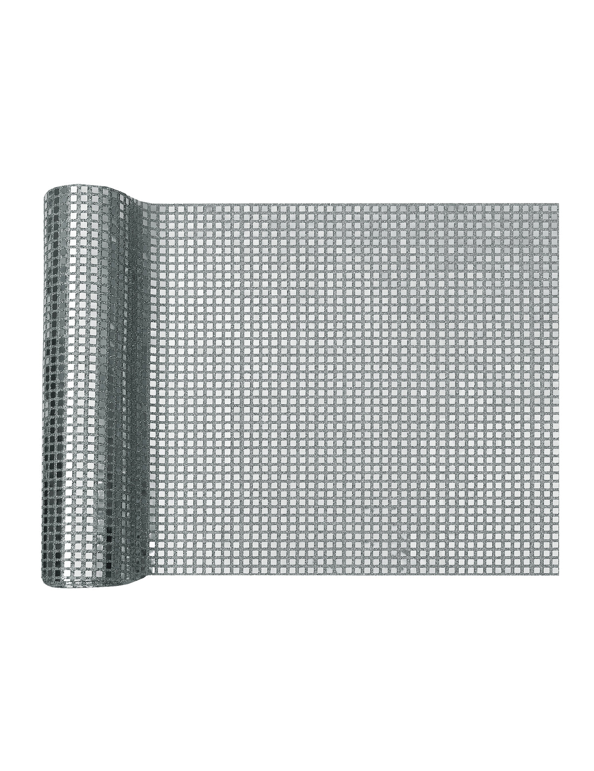 Chemin de table boule à facettes argent 27 cm x 2,5 m