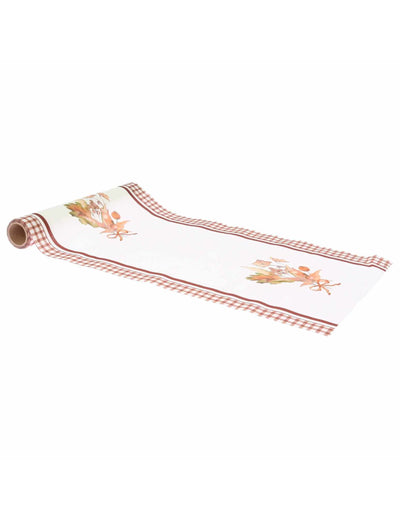 Stolna staza Jesenski buket od krem i auburn tkanine 28 cm x 3 m