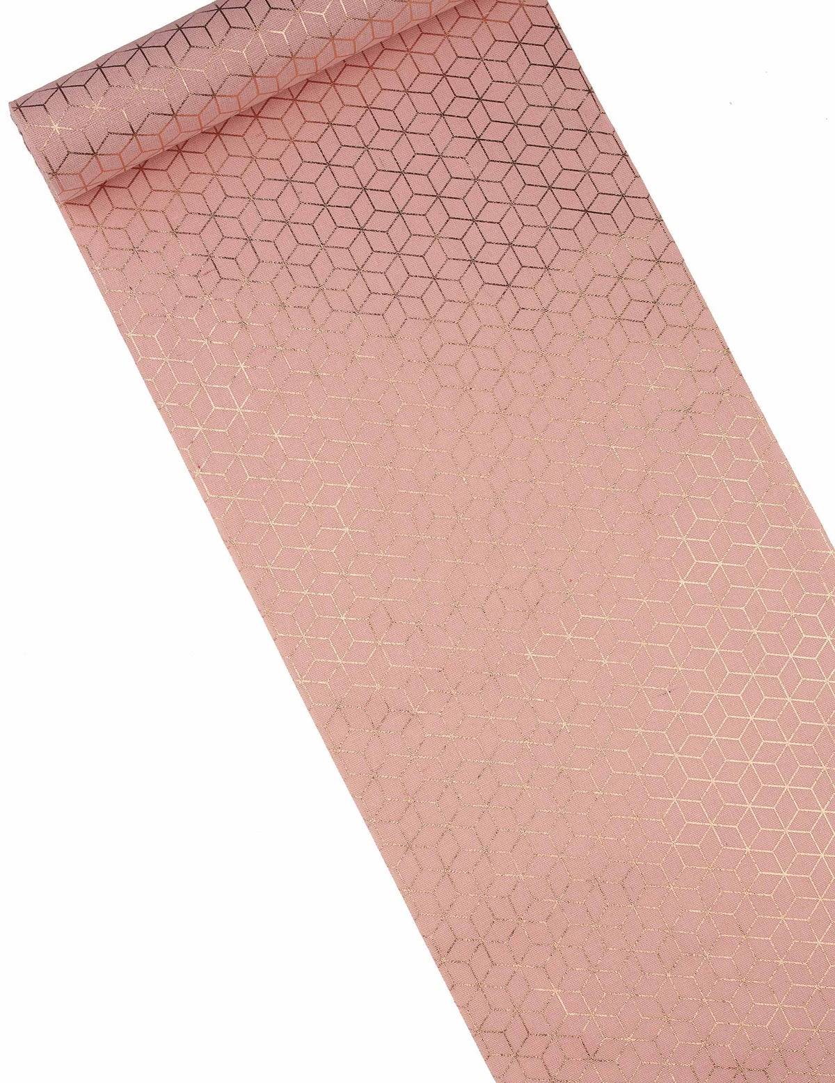 Chemin de table en coton géométrique pour décoration de table rose et cuivre