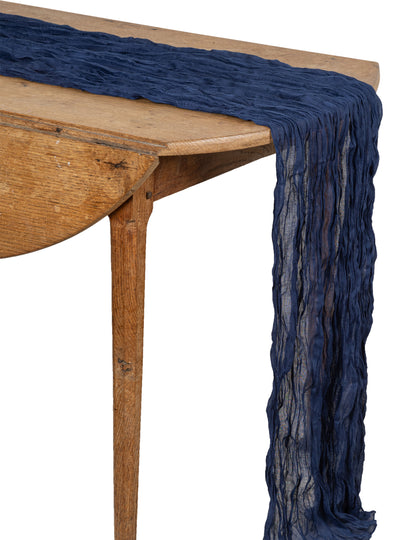 Chemin de table en cheesecloth marine 90 cm x 3 m en gaze de coton