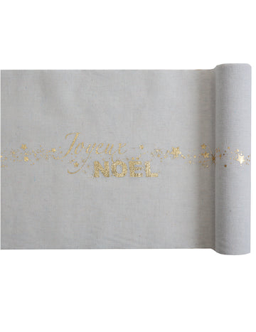 3m pamučni stolnjak - Sretan Božić, krem bijela i zvijezde