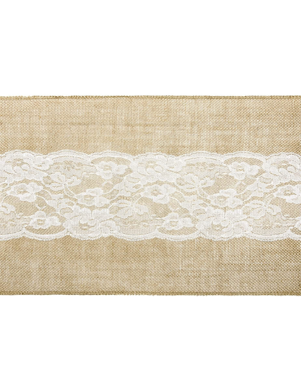 Juteni stolni trkač s čipkastim središtem, prirodan i bijela, za rezanje
