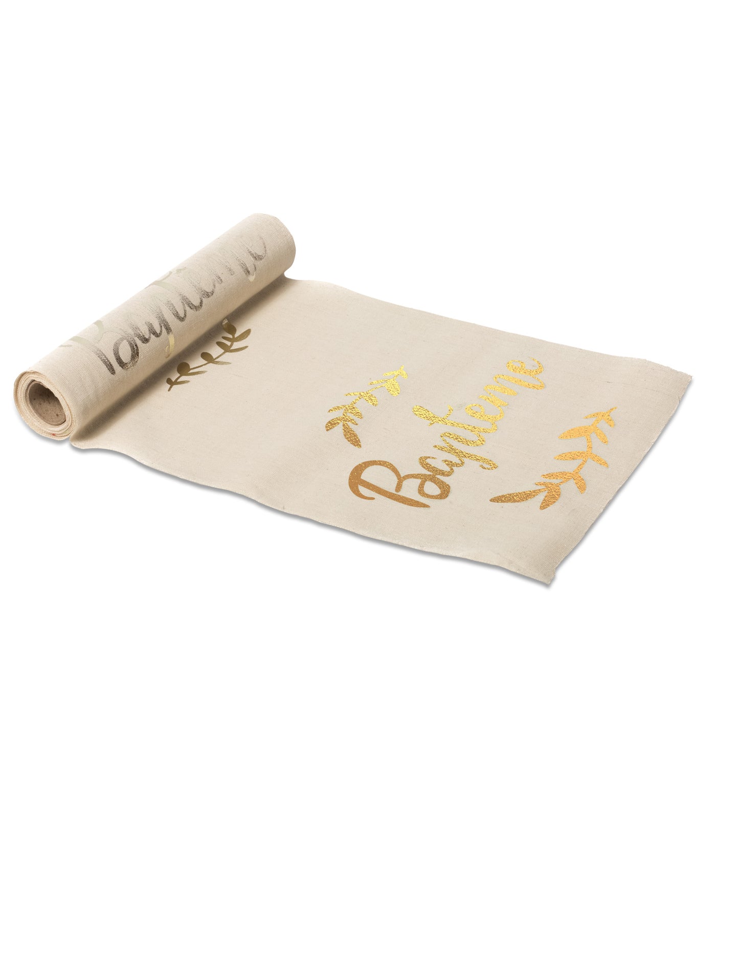 Nadstolnjak od prirodnog lana za krštenje s pjenušcem 28 cm x 5 m s lovorovim stablima